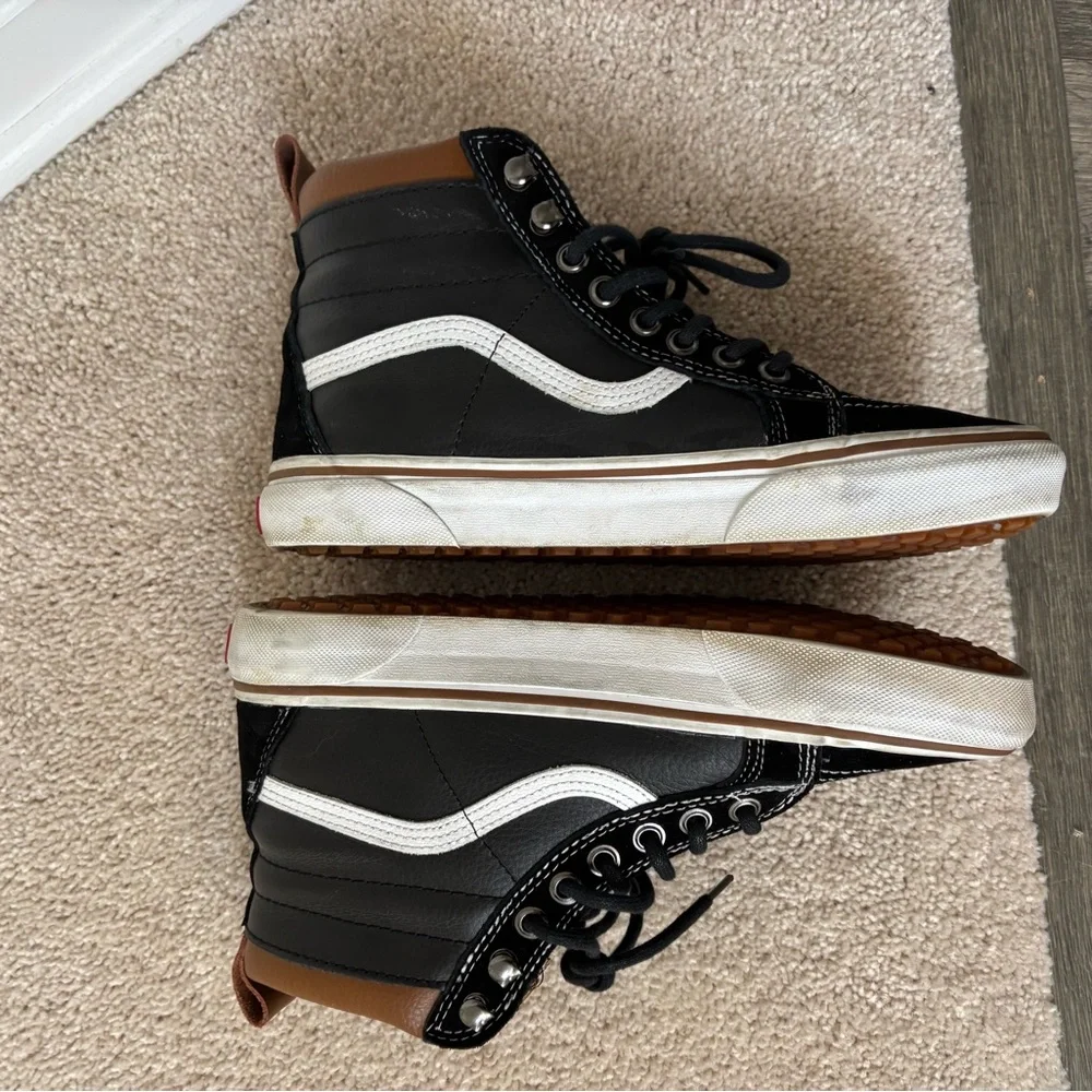 Vans Black and White High-Top Sneakers with Brown Accents - Picture 4 of 7